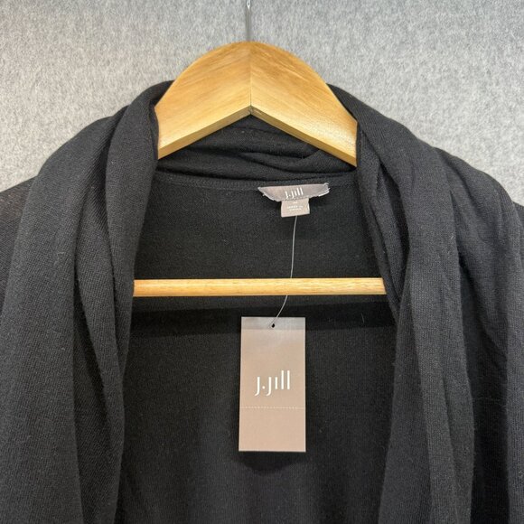 J. Jill Size Medium Black Drape Front Long Sleeve Cardigan Sweater 2 Way NWT - Picture 8 of 15